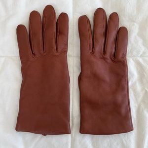 Newish Lands' End Cognac EZ Touch Screen Cashmere Lined Leather Gloves Size S